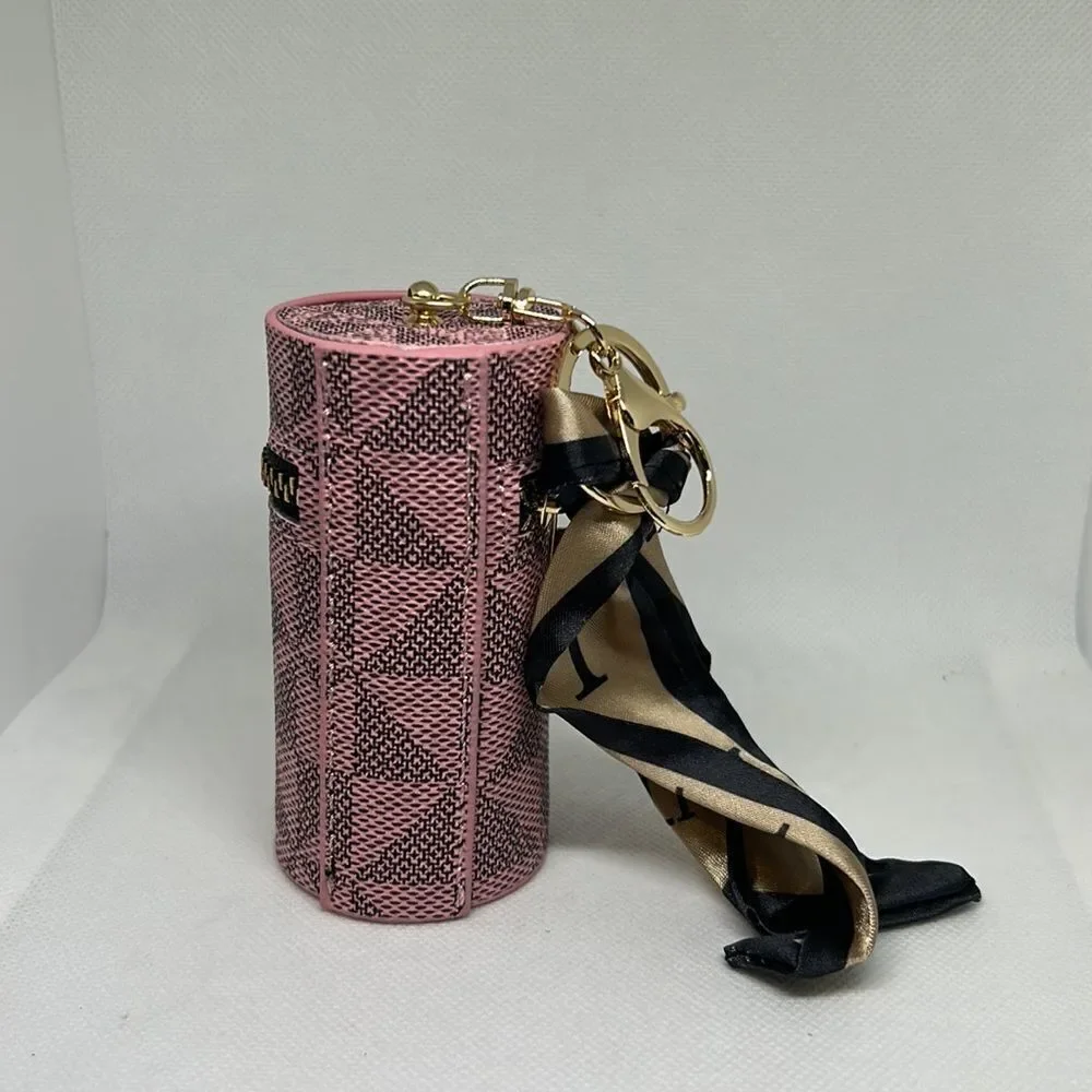 Faux Leather Coin Purse with Zipper and Keychain